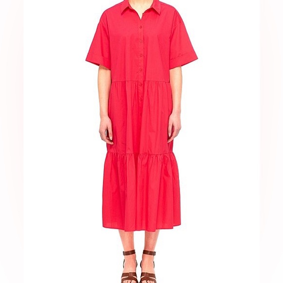 David Jones Dresses & Skirts - David Jones roll sleeve button through cotton tiered maxi dress